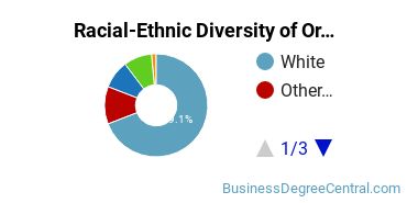 Racial-ethnic diversity of Organizational Leadership majors at Quinnipiac University